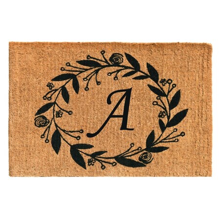 Configuracion 24 x 36 x 1.5 in. Black Rose Rectangular Doormat Natural - Letter A CO2828550